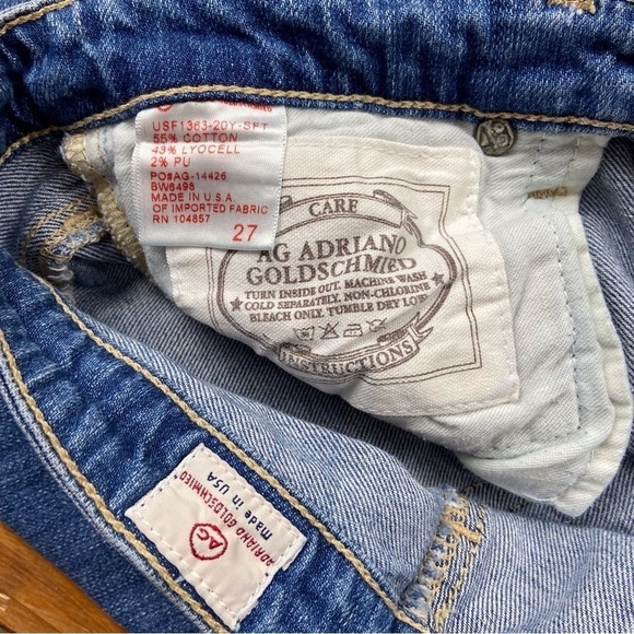 AG Adriano Goldschmied Stilt crop cigarette jeans ripped faded blue denim 27 - Picture 8 of 14
